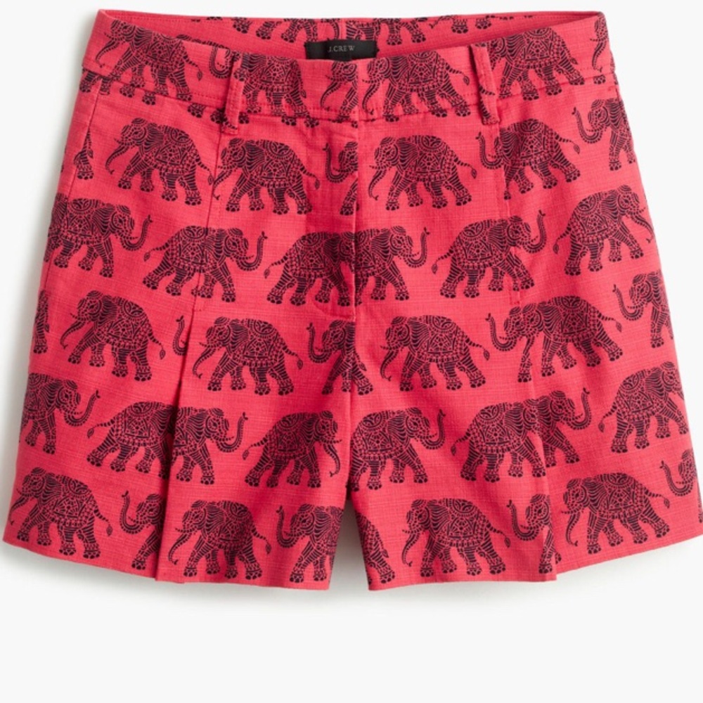 J CREW Elephant Print High- Waisted Shorts